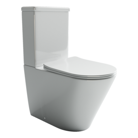Ceramica Nova Highlight CN1802 Напольный пристенный унитаз с бачком с ультра тонким сидением с функцией плавного закрытия, цвет: белый