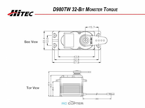 Сервопривод Hitec D980TW (26.0-44.0 кг/см, 0.28-0.17сек/60°, 79г.)