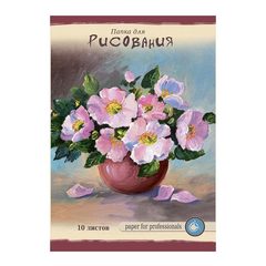 Папка для рисования Проф-Пресс, формат А4, 10 листов, офсет, серия "Цветы в вазе"