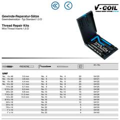 Набор для восстановления резьбы №10 -32-UNF 24пр V-Coil Volkel 04123