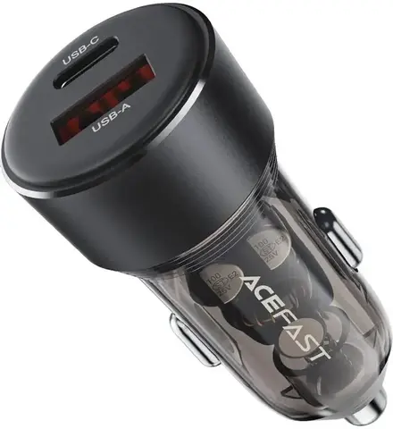 Автозарядка ACEFAST B12 60W USB-A+USB-C dual-port car charger, черный