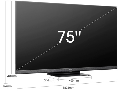 Телевизор QLED Hisense 75" 75U8HQ черный 4K Ultra HD 120Hz DVB-T DVB-T2 DVB-C DVB-S DVB-S2 WiFi Smart TV