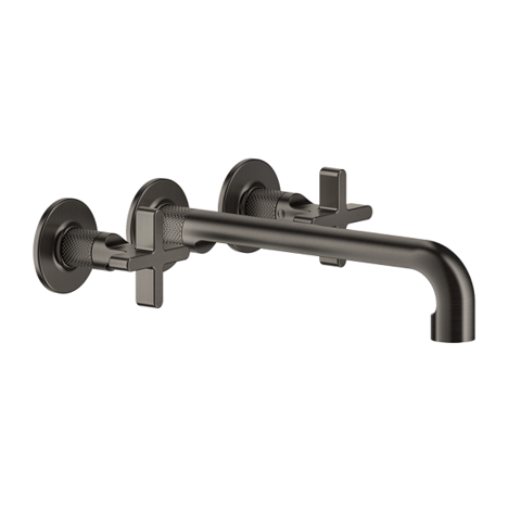 Gessi Inciso 58192#299 Встраиваемый смеситель для раковины на 3 отверстия с изливом 255-235мм (внешние части), цвет: nero XL