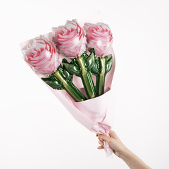Шар К Мини-фигура, Цветок, Роза, Розовый, 17''/43 см, 5 шт.