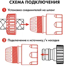Набор поливочный QUATTRO ELEMENTI 4 предмета. Соединитель 3/4