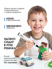 3D ручка Myriwell RP300B + 50 м пластика PCL (10 цветов) и 10 трафаретов (Белый)
