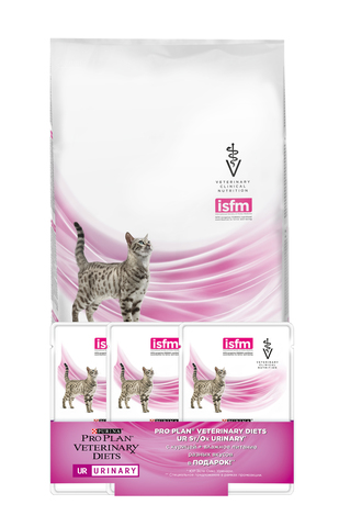 ПРОМО! Pro Plan Veterinary UR Urinary сухой корм для взрослых кошек при МКБ 1,5кг+3*85г