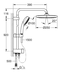 Душевая система GROHE Tempesta Cosmopolitan 250 с переключателем, хром (26675000)