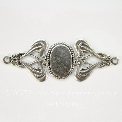 Винтажная основа для браслета (филигрань) 59х22 мм (оксид серебра)