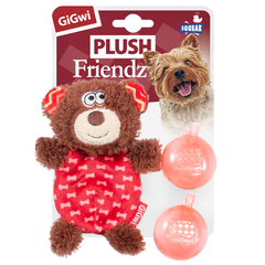 PLUSH FRIENDZ Игрушка для собак Мишка со сменными пищалками 13см