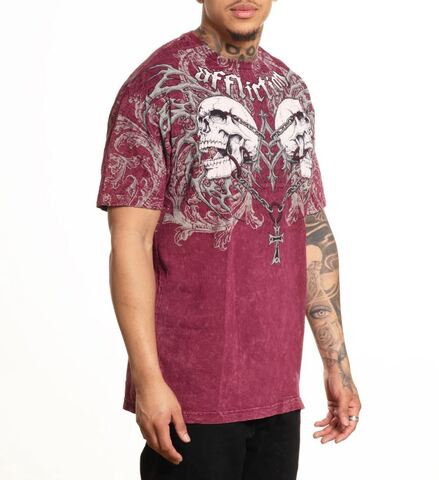 Affliction | Футболка мужская Collapse Tee BURGANDY LAVA WASH A27240 справа