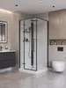 BelBagno UNO-CAB-A-1-90-C-NERO-Bi-TOP-L Душевая кабина с задними стенками, смесителем, верхним и ручным душем, акриловым поддоном и крышей, левосторонняя