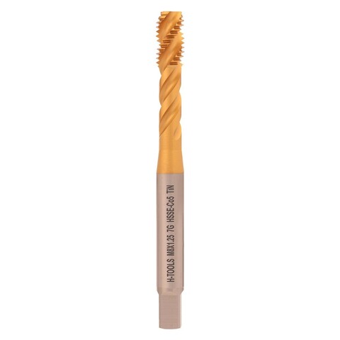Метчик М 8,0х1,25 (Машинный, винт.) DIN371 HSSE-TiN 7g C/2-3P R45 90мм a=6,2 H-Tools 515X01-C2-0080
