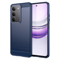 Чехол синего цвета с дизайном под карбон на Realme C75 4G, серия Carbon от Caseport