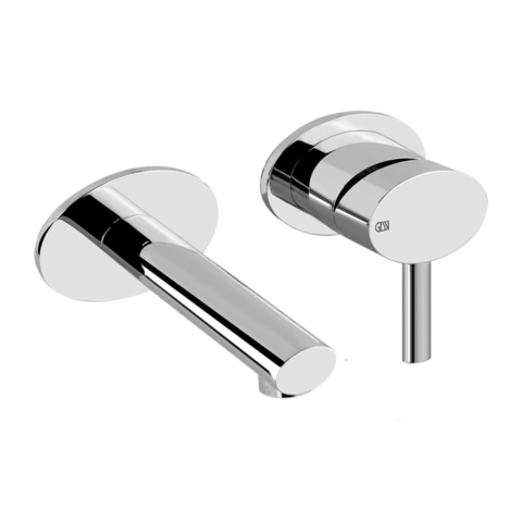 Gessi Ovale 23087#031 Встраиваемый однорычажный смеситель с инд.длиной излива (70-300мм)(внешние части), цвет: хром