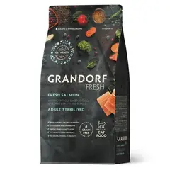 Grandorf Fresh сухой корм для стерилизованных кошек свежее филе лосося с бататом 2 кг