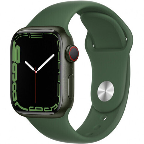 Apple Watch Series 7GPS, 45 mm Green Aluminium Case with Clover Sport Band - Regular (MKN73GK/A)