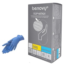 Перчатки BENOVY голубые , L, 100 пар