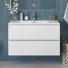 BelBagno UNO-1000-2C-SO-BO База под раковину подвесная с фрезерованными ручками по всей длине фасада с двумя выкатн. ящ., Bianco Opaco, 1000x455x608
