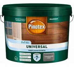 Пропитка защитная для дерева Pinotex Universal 2 в 1 скандинавский серый 9 л