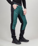Премиальные брюки для лыж и зимнего бега Nordski Hybrid Warm Black-Alpine Green мужские