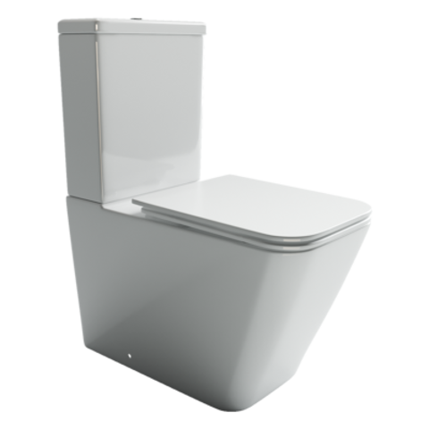 Ceramica Nova Cubic CN1803 Напольный пристенный унитаз с бачком с ультра тонким сидением с функцией плавного закрытия, цвет: белый