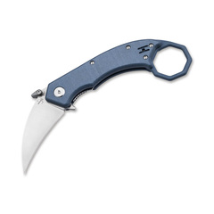 Фото Складной нож Boker HEL Karambit, сталь 154CM, рукоять G10, синий/серый