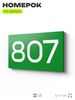 Номер на дверь 807, табличка на дверь для офиса, квартиры, кабинета, аудитории, склада, зеленая 120х70 мм, Айдентика Технолоджи