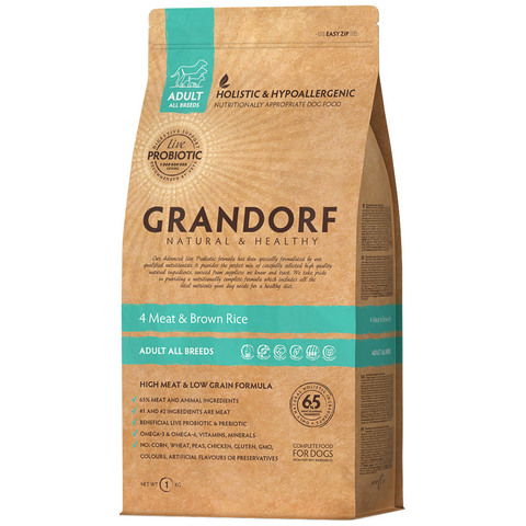 Grandorf Dog Probiotic All Breed сухой корм с пробиотиками для собак всех пород (4 мяса с рисом) 3кг