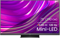 Телевизор QLED Hisense 75" 75U8HQ черный 4K Ultra HD 120Hz DVB-T DVB-T2 DVB-C DVB-S DVB-S2 WiFi Smart TV