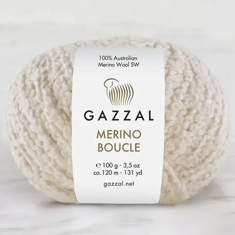 Пряжа Gazzal Merino Boucle 3761 молочный