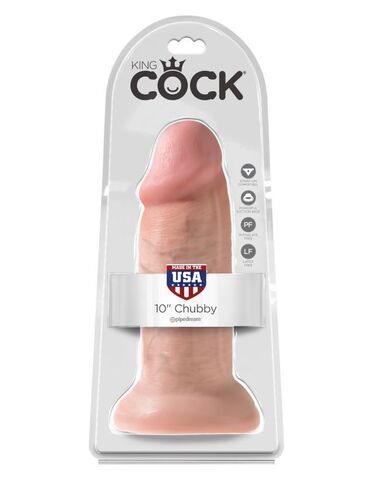 Фаллоимитатор-гигант на присоске телесный King Cock 10 Chubby Flesh
