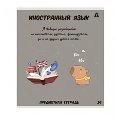 
          Тетрадь предметная 24л. А5 "Иностраннный язык " со справочным материалом, скрепка, мелованный картон (стандарт), блок офсет, Alingar "Капибара"