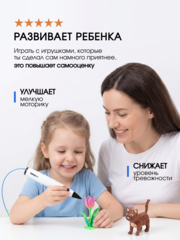 3D ручка Myriwell RP300B + 50 м пластика PCL (10 цветов) и 10 трафаретов (Белый)