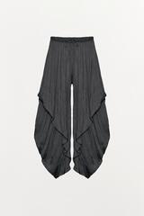 ZARA БРЮКИ-ШАРОВАРЫ С ОБОРКАМИ ZW COLLECTION, ТЕМНО-СЕРЫЙ