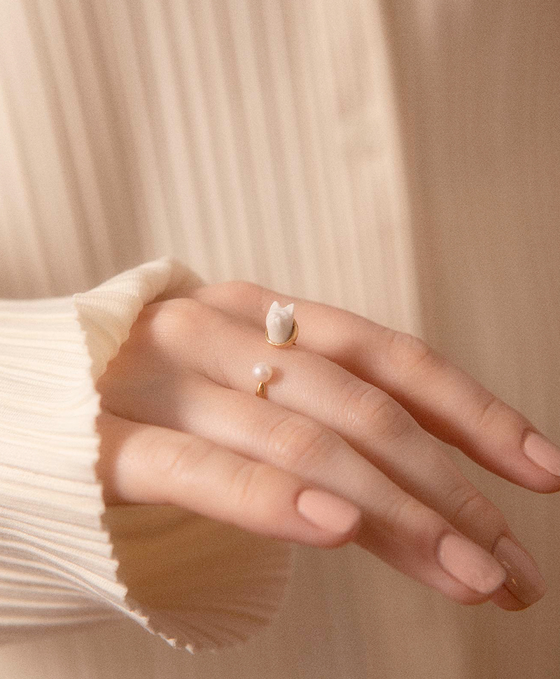 Кольцо Mini Kitty Pearl White