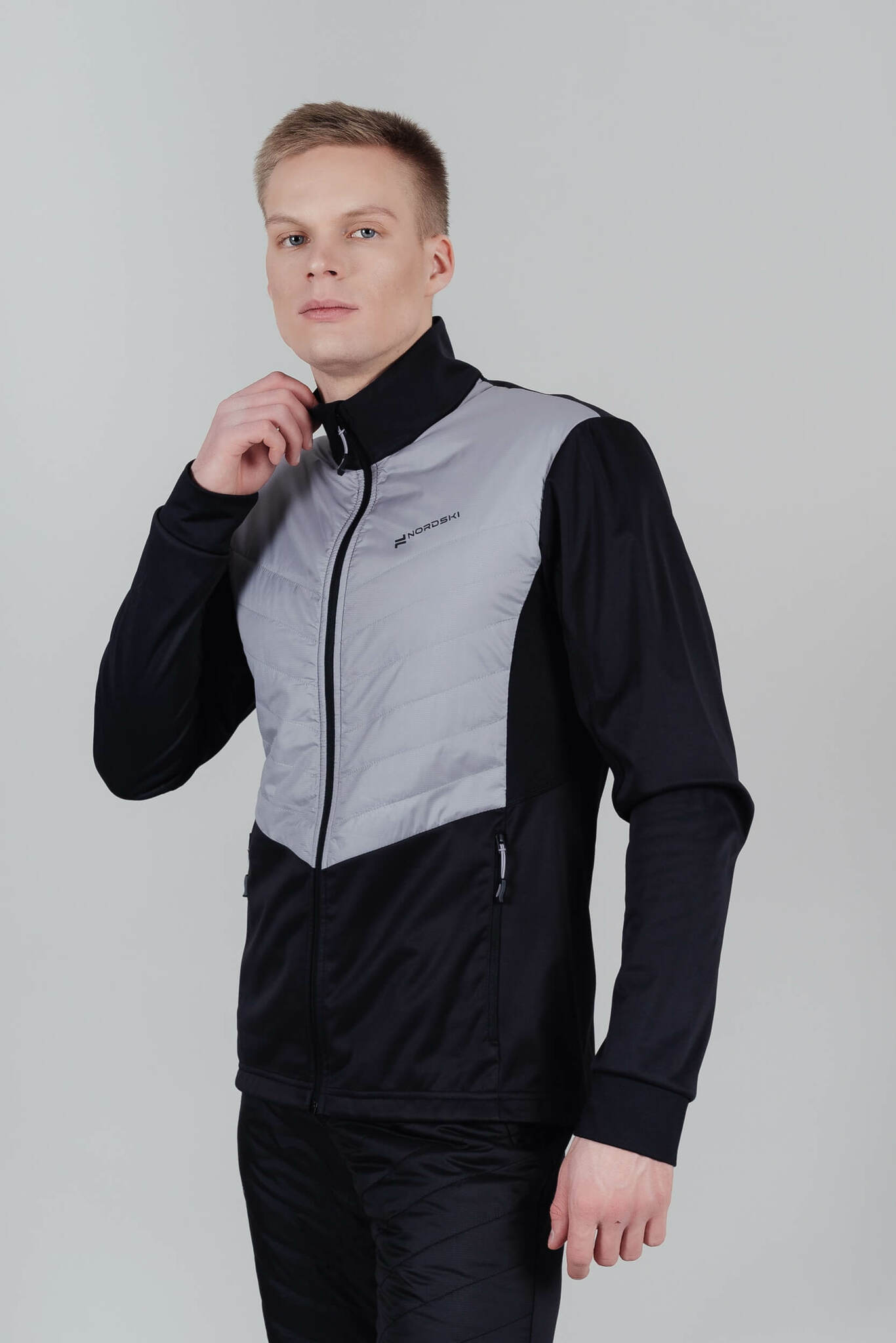 Мужская куртка для лыж и бега зимой Nordski Hybrid Pro black-grey
