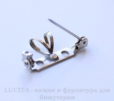 Винтажная основа для броши 26х5 мм с двойной петелькой 7 мм (цвет - античное серебро) ()