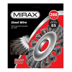 MIRAX  200 мм, жгутированная стальная проволока 0.5 мм, щетка дисковая для УШМ (35140-200)
