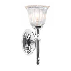 Хромированное классическое бра для ванной со стеклянным плафоном Elstead Dryden BATH-DRYDEN1-PC, G9, IP44