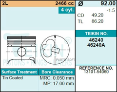Поршень двигателя TEIKIN 46240 0.50 (4шт/упак)