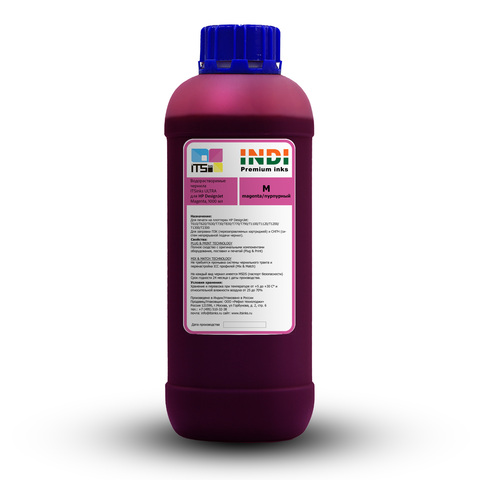 Водорастворимые чернила INDI для HP Magenta 1000 мл