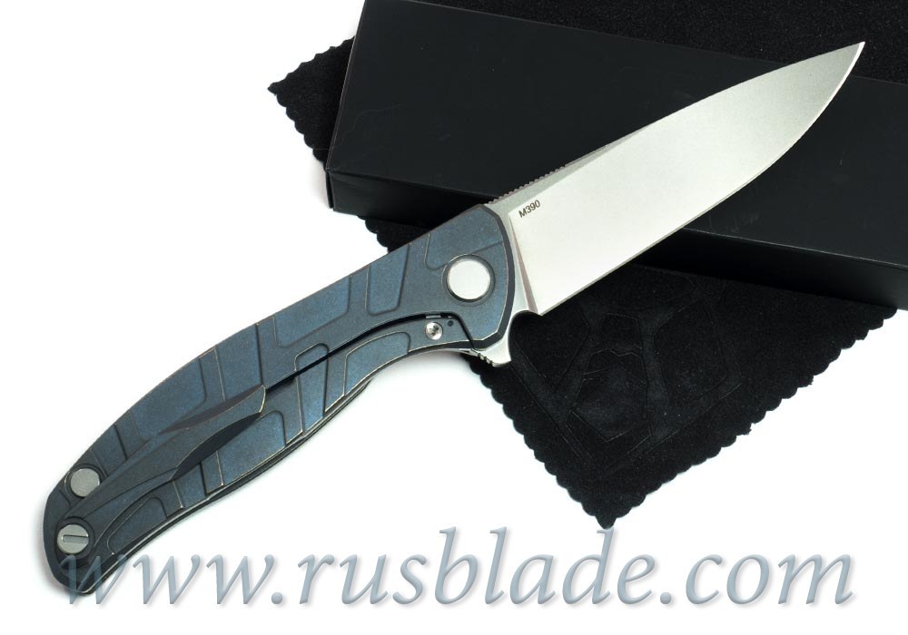 Shirogorov Flipper 95 М390 FS T-mode Blue Anodized - фотография 