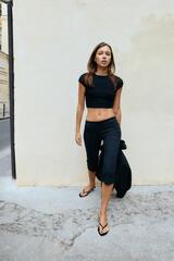 ZARA БРЮКИ КАПРИ, ЧЕРНЫЙ