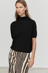 Massimo Dutti Шерстяной джемпер с высоким воротником, черный