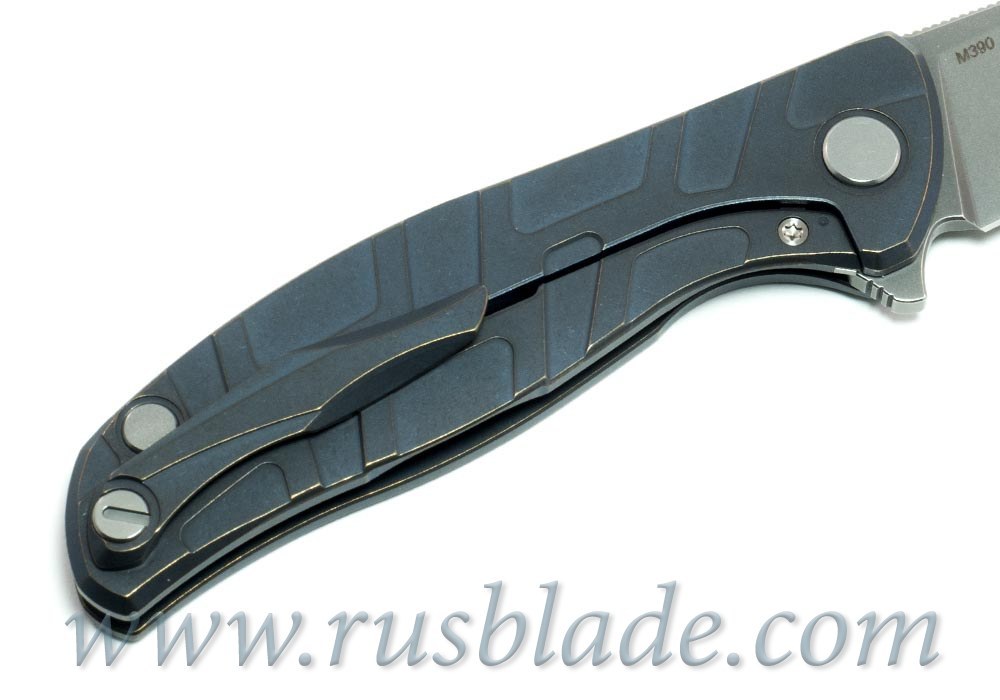 Shirogorov Flipper 95 М390 FS T-mode Blue Anodized - фотография 