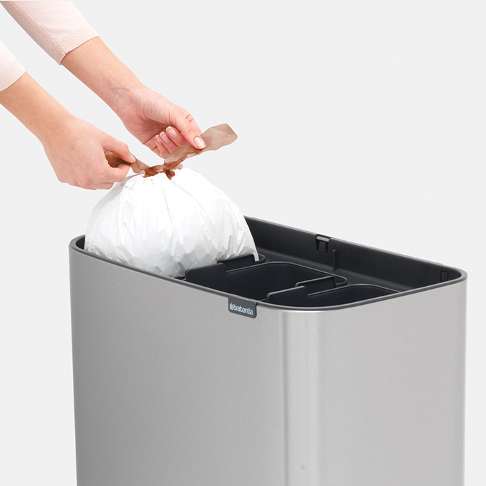 Мусорный бак Touch Bin Bo (3 х 11 л), Стальной матовый (Fingerprint Proof), арт. 316081 - фото 2