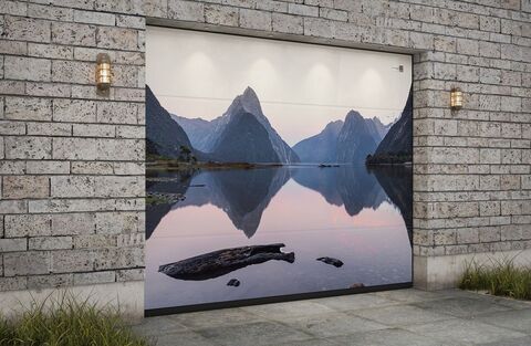 Гаражные ворота Алютех Prestige 2500х2250 L-гофр, цифровая печать, тематика (Вода)