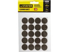 STAYER d 22 мм, самоклеящиеся, фетровые, 20 шт, коричневые, мебельные накладки (40910-22)