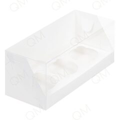 Коробка под капкейки с пластиковой крышкой 240*100*100 мм (3) (белая), 50шт
